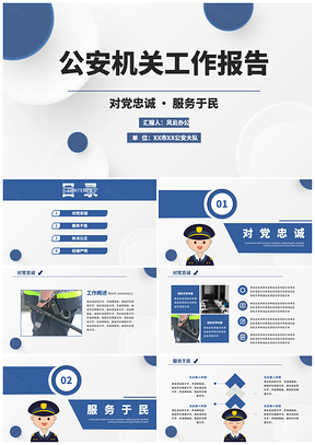 简约公安警察机关工作报告宣传总结PPT模板