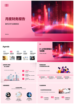 2025月度财务报告核心业务战略规划盈利分析PPT模板