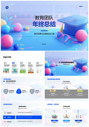 2025教育团队年终总结理念规划设备师训教法案例投资PPT模板