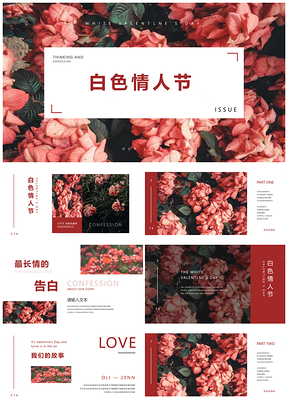 2025粉色花卉情人节情侣婚庆恋爱促销告白情书PPT模板