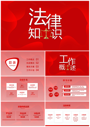 司法局法治普法年终总结汇报PPT模板