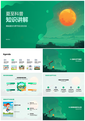 2025夏至节气季节变迁与地球自转公转PPT模板