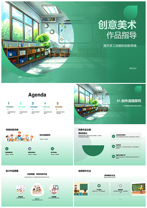 2025小学创意美术手工创新思维教学课件材料工具草图设计PPT模板