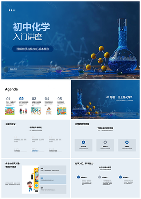 2025初中化学物质基本概念与反应分子研究PPT模板