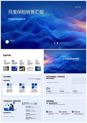 2025保险月度销售分析市场动态业绩目标竞对策略团队合作PPT模板