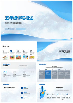 2025五年级课程高效学习计划设置复习管理全面发展PPT模板