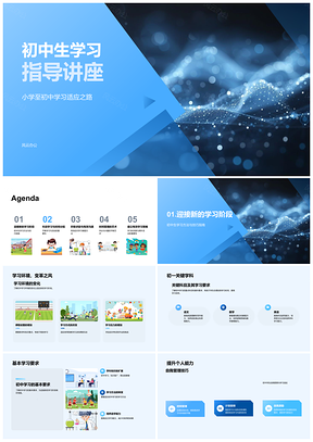 2025初中生初一学科时间自我管理作业复习全面发展沟通求助指导PPT模板