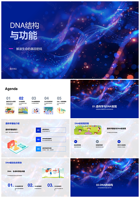 2025DNA结构功能与基因密码遗传学基础PPT模板