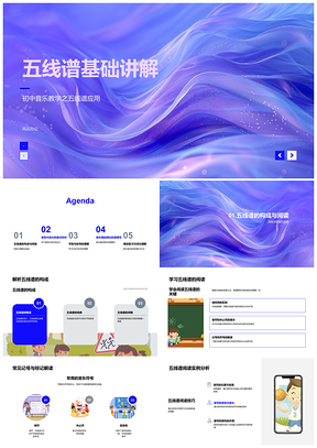 2025初中音乐五线谱基础音高音长节拍拍号记号PPT模板