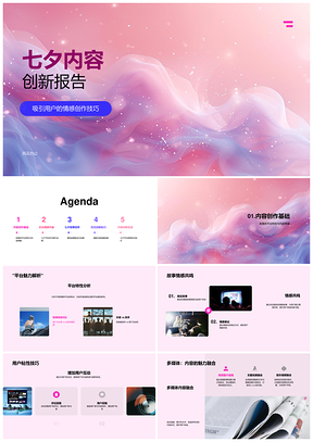 2025七夕内容创新新媒体创作者情感技巧用户粘性多媒体融合情侣故事浪漫求婚跨平台互动PPT模板