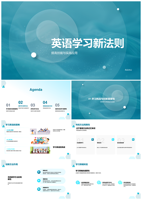 2025英语创新学习法联记忆情境多媒体APP目标实践PPT模板
