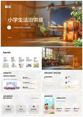 2025小学生法治讲座法律道德社会秩序法规PPT模板