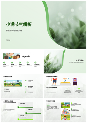 2025小满节气农业传统文化历史作物五谷习俗粽解析PPT模板