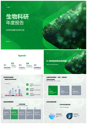 2025生物科研年度目标成果项目计划资源报告PPT模板