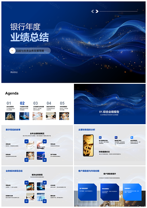 2025银行年度业绩总结业务策略财务客户市场环境技术监管政策PPT模板