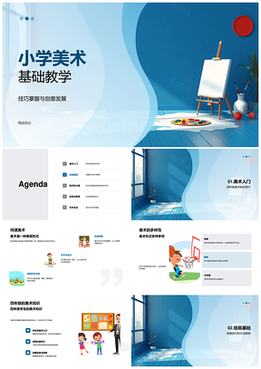 2025小学美术基础技法创意思维知识体系形感培养PPT模板