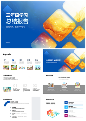 2025三年级学习总结挑战经验展望学科课外活动计划PPT模板