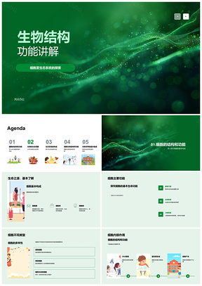 2025生物结构功能细胞生命起源繁殖发育周期PPT模板