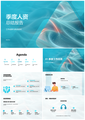 2025季度人资总结成果挑战配置策略部门效率员工满意度PPT模板
