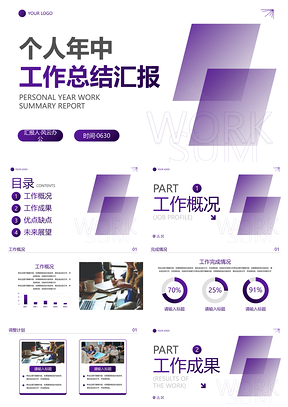 2025商务风简约几何个人工作总结汇报PPT模板