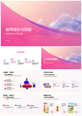 2025教师成长技能现代教学法心理行为数字工具理论模型PPT模板