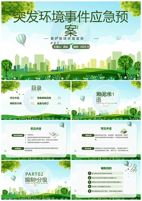 2025绿色清新展板风环境应急预案培训课件