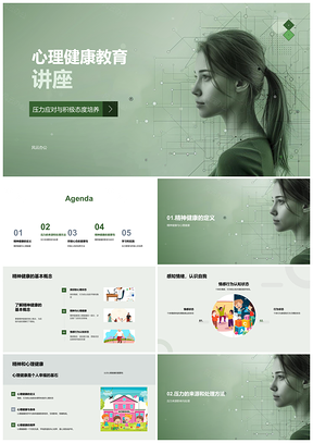 2025心理健康教育助力压力应对积极心态培养PPT模板