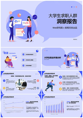 2023毕业生求职蓝紫群体洞察研究PPT模板