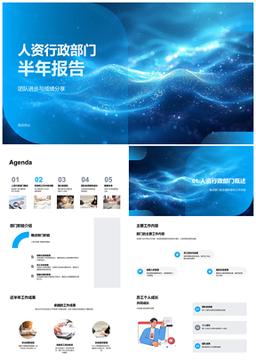2025人资行政半年团队成长成果职能员工贡献展示PPT模板