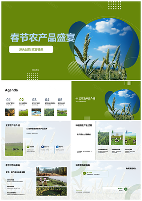 2025春节绿色农产品礼盒优惠买赠品质保证PPT模板