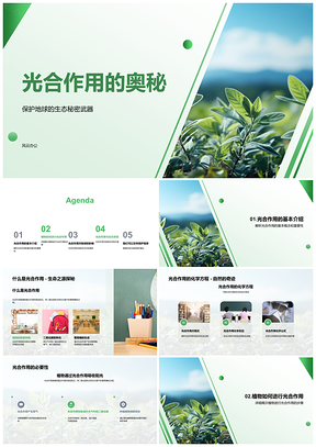 2025植物叶绿体光合产氧固碳育生态PPT模板
