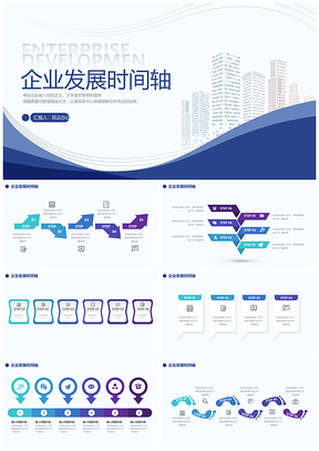 2025红色商务企业发展历程时间轴PPT图表