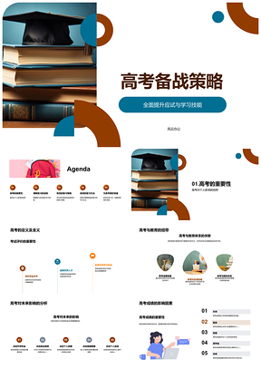 2025高考复习计划解题记忆技能备战毕业帽PPT模板