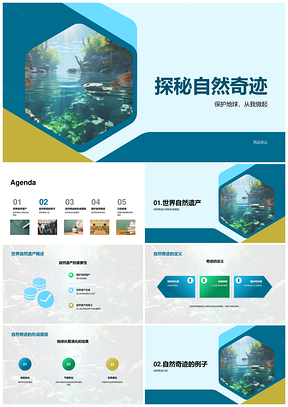 2025地理老师探秘大峡谷珊瑚礁瀑布地质气候生物演化PPT模板