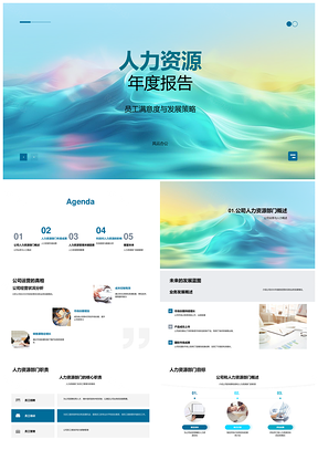 2025人力资源年度报告员工绩效培训流失团队效率科技趋势PPT模板