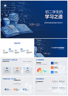 2025初二学习策略认知课程压力应对知识深化PPT模板