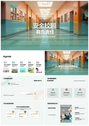 2025学生责任行为共筑安全校园PPT模板