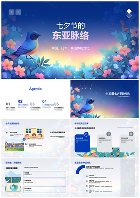2025东亚七夕中日韩传说与庆俗PPT模板