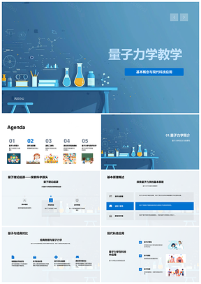 2025量子力学教学波粒测不准方程与量子计算应用PPT模板