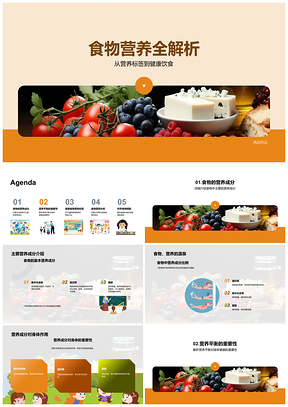 2025食物营养解析健康饮食平衡搭配标签PPT模板