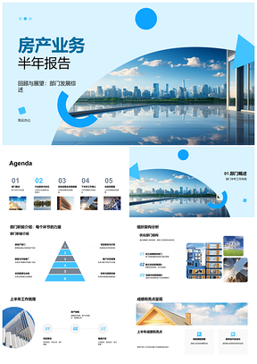 2025房地产部门半年业务发展及摩天大楼项目成果PPT模板