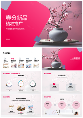 2025春分樱花新品特性精准推广策略PPT模板