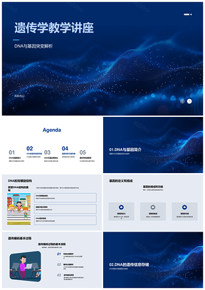 2025遗传学DNA双螺旋结构基因突变与转录翻译蛋白质合成PPT模板