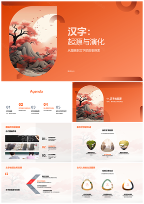 2025汉字起源演化从象形到合体发展PPT模板