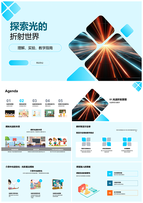 2025高中物理教师光折射实验与斯涅尔定律教学PPT模板