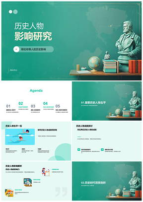 2025历史人物哥伦布拿破仑华盛顿时代社会政经影响研究PPT模板
