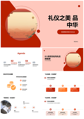 2025中华礼仪古今承启绽文化之美PPT模板