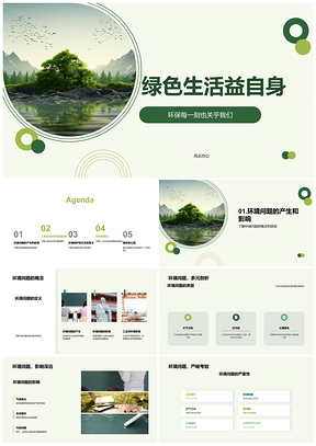 2025绿色生活环保生产出行护生态回收处理PPT模板