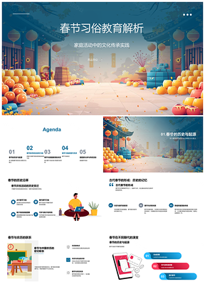 2025春节习俗教育解析文化传承家庭活动历史PPT模板