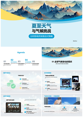 2025夏至天气全球气候变化趋势与行动PPT模板